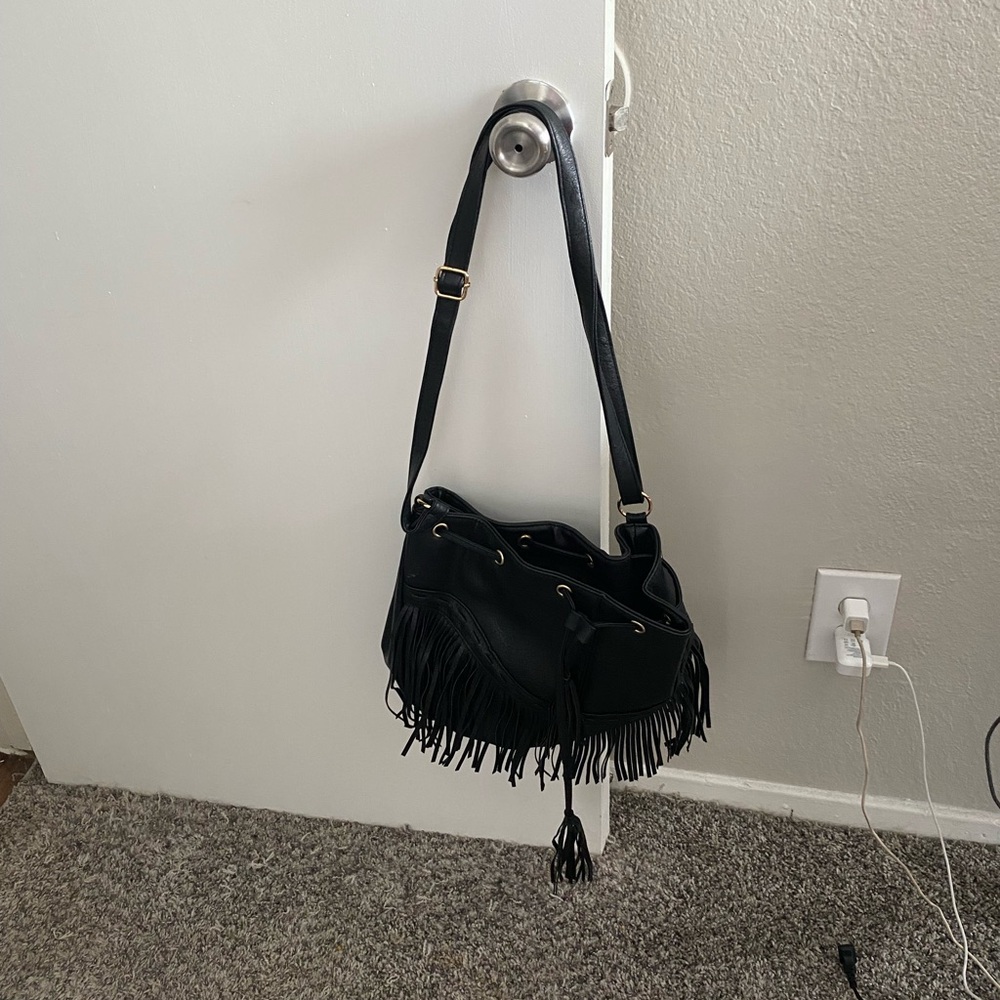 Black Fringe Shoulder Bag
